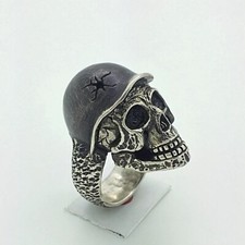 Skull Head Silver Ring, Biker Rock Heavy Metal Death SOA Chopper