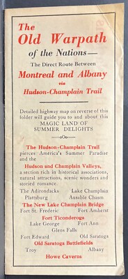 WARPATH OF THE NATIONS MONTREAL-ALBANY VIA HUDSON-CHAMPLAIN TRAIL FOLDER & MAP