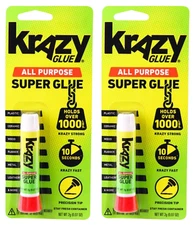 Super Krazy Glue All Purpose Precision Tip Dries in 10 Seconds Holds 1000lb 2PK