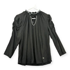 Adrienne Vittadini Blouse Womens Size XL Long Sleeve Top Smock Keyhole NEW