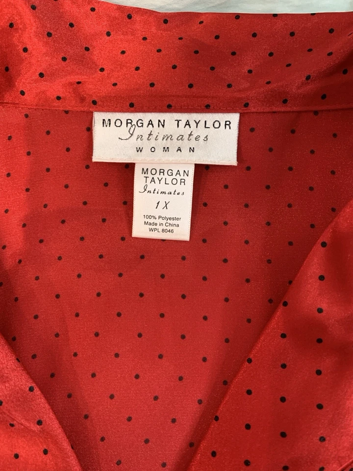 Morgan Taylor Intimates 1X Preciosa Camisa Roja para Dormir con Botones 100% Poliéster Foto 2 de 4