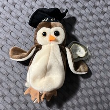 TY Retired original beanie babies rare Wise The Owl With Tag Errors 41879 Stamp