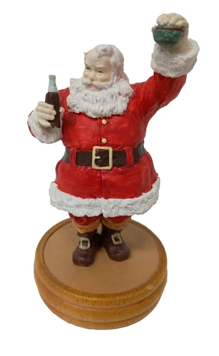 Vintage 1989 Coca Cola Santa Figurine Handcrafted Collectible Christmas Decor