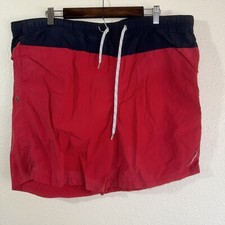 Nautica Men Large Colorblock Nylon Elastic Waist Pull On Lined Swim Trunk Shorts