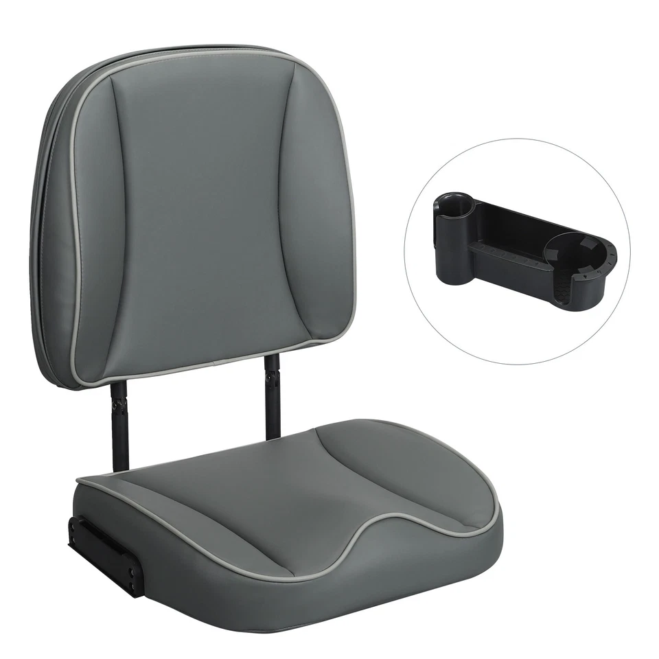 ERGOSEAT Folding Boat Seat Low Back Fishing Boat Seats with Caddy Organizer - Image 2 of 4