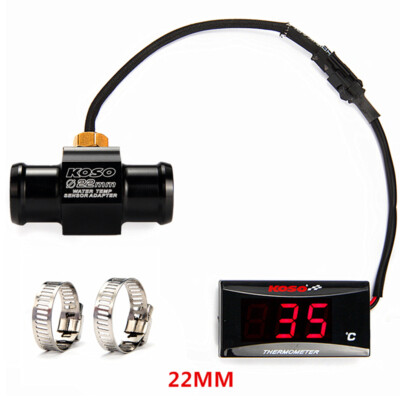 KOSO Motorcycle Water Temperature Sensor digital Square Red + 22mm Universal 