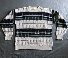 Vintage Made In USA Knit Sweater Resolute Bay Multicolor Large Fisherman Outdoor