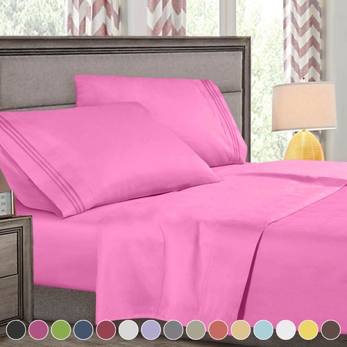 Super Deluxe 1800 Collection Hotel Quality 4 Piece Deep Pocket Bed Sheet Set - Picture 11 of 64