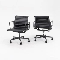 2012 Herman Miller Eames Aluminum Management Desk Chairs Black Leather 4x Avail