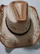 Western Express Cowboy Hat Natural Straw 4-1/2" Crown Size S/M
