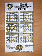 1990-91 PITTSBURGH PENGUINS PITTSBURGH SPORTS GARDEN NHL HOCKEY MAGNET SCHEDULE