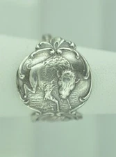 Solid 925 Sterling Silver American Bison Adjustable Spoon Ring