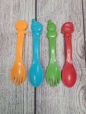 Target Holiday Kids Plastic Utensils Lot of 4 Orange Blue Green Red