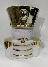 Bath & Body Works 2022 Nutcracker Pedestal 3 Wick Candle Holder Gold/White #25