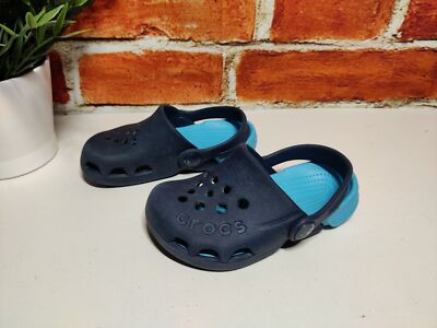 BABY JUNGEN MÄDCHEN CROCS UK 7C KLEINKIND MARINEBLAU SIP ON STRAND SCHUHE SANDALEN URLAUB
