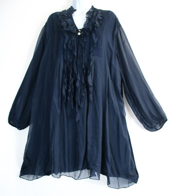 Ladies Silk Mix long Top/Short Dress Lined, long Sleeves One Size: Plus (16-20)