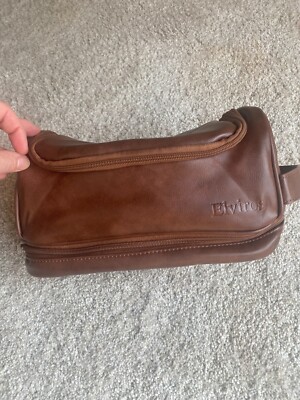 NWOT  Elviros Toiletry Bag for Men - Brown  PU leather