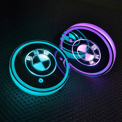 2x Car Interior Console LED Cup Holder 7-Color Ambient Atmosphere Lights For BMW - Picture 10 of 12