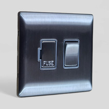 5 Pack Screwles Rasied Brushed Chrome Switched Fuse Spur 13A Fused Switch Boiler