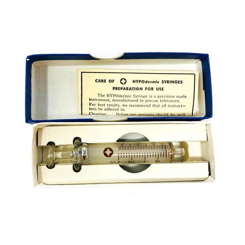 Vietnam Era 6515-514-2395 Hypo CZ 642 Hypodermic Luer Syringe 2 cc - Dated 1962 - Afbeelding 1 van 9