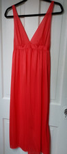 Free Ship Vintage Neglig e Nightgown Deep V Dk Salmon Pink Ladies Small USA made