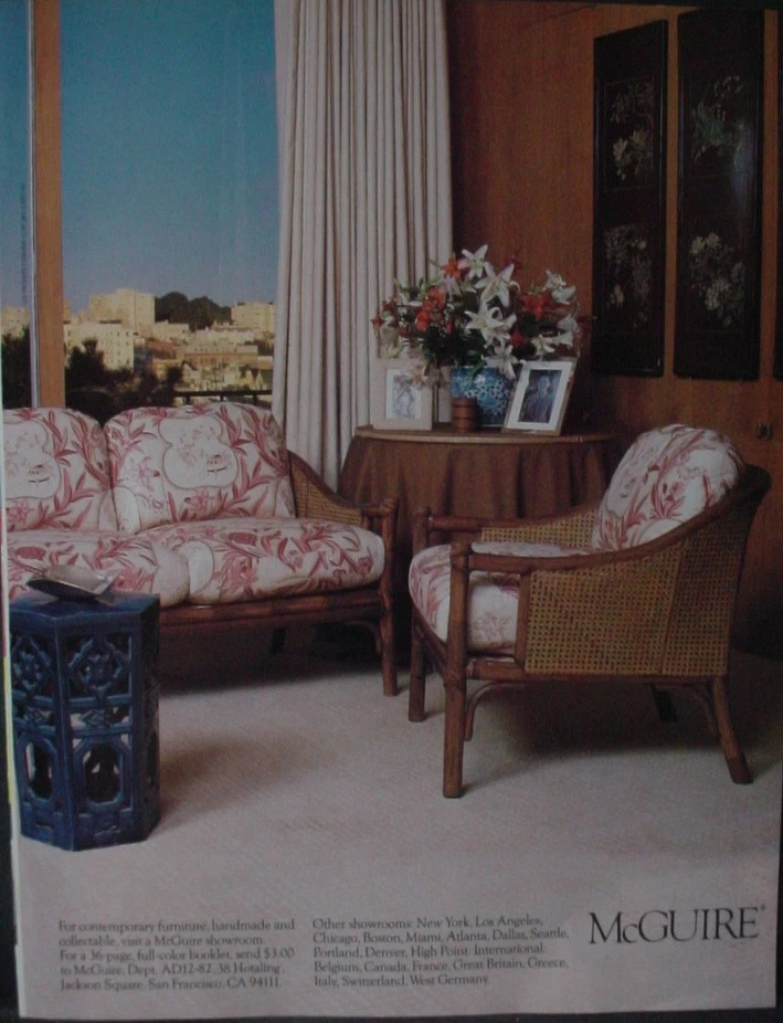 1982 McGuire Contemporary Furniture Home Decor Vintage Print Ad