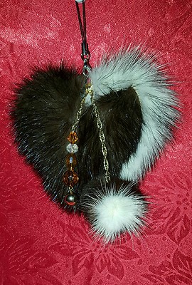 #A9 Mink Fur Keychain Phone Handbag  Charm Pom Pom Ball  Heart Shaped