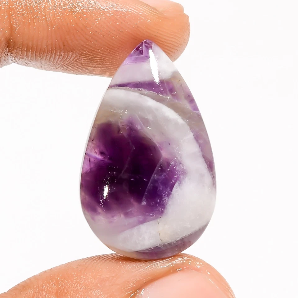 Piedra preciosa suelta 100 % natural Chevron amatista ovalada cabujón 29 quilates 32X19X5 mm Foto 2 de 4