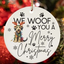 Merry Christmas Irish Wolfhound Dog Woof Xmas Lover Ornament Gift Tree Decor