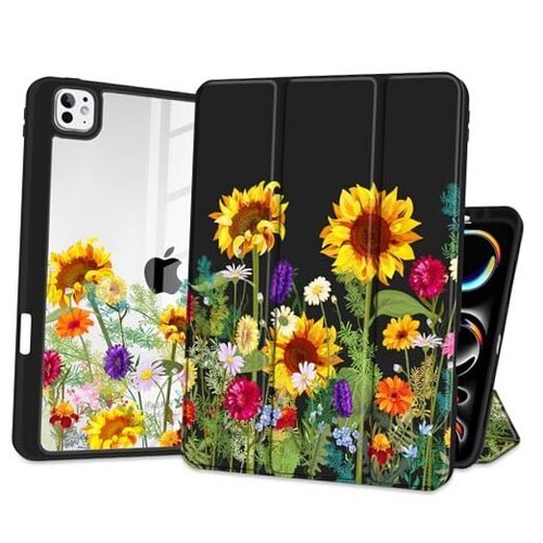 Cover for M4 iPad Pro 13 inch Case 2024, Tablet Cases with Sunflowers