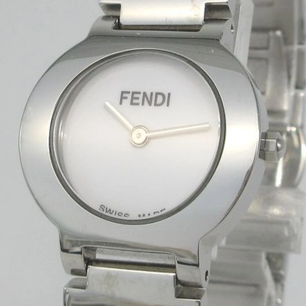 Orologio FENDI 3050L Orology 24mm Quadrante Bianco Quarzo Donna Vintage Funzionante Scatola