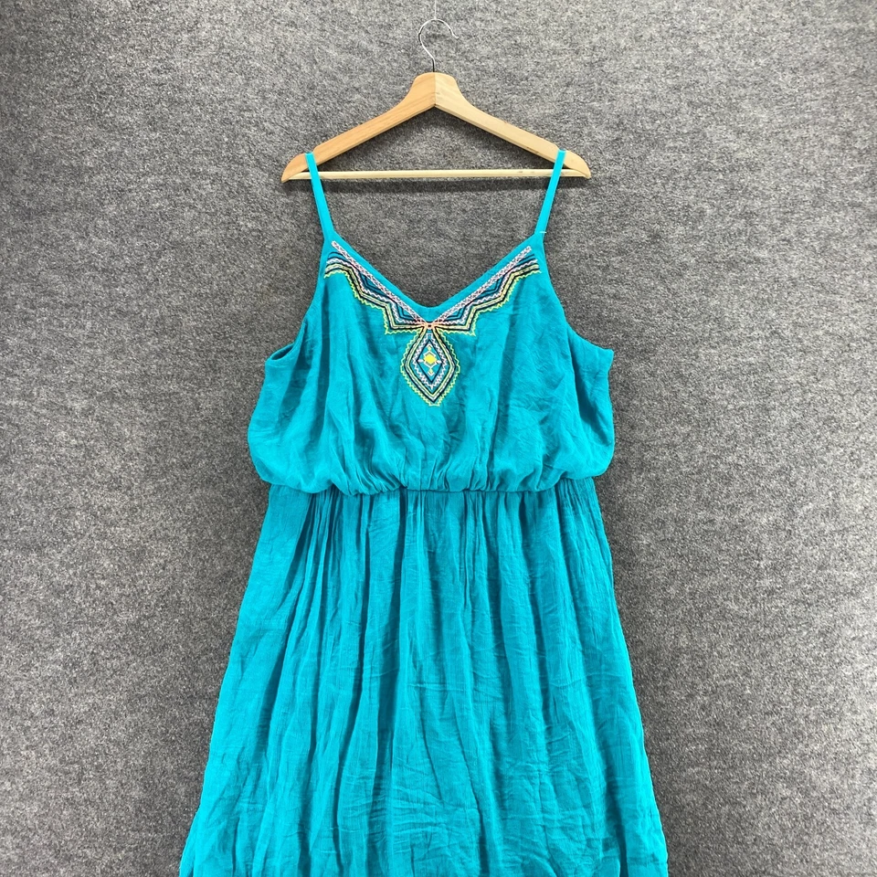 Vestido Maurices Mujer 3 Azul Vaina Corto Elástico Cintura Cuello en V Sin Mangas Informal Foto 3 de 4