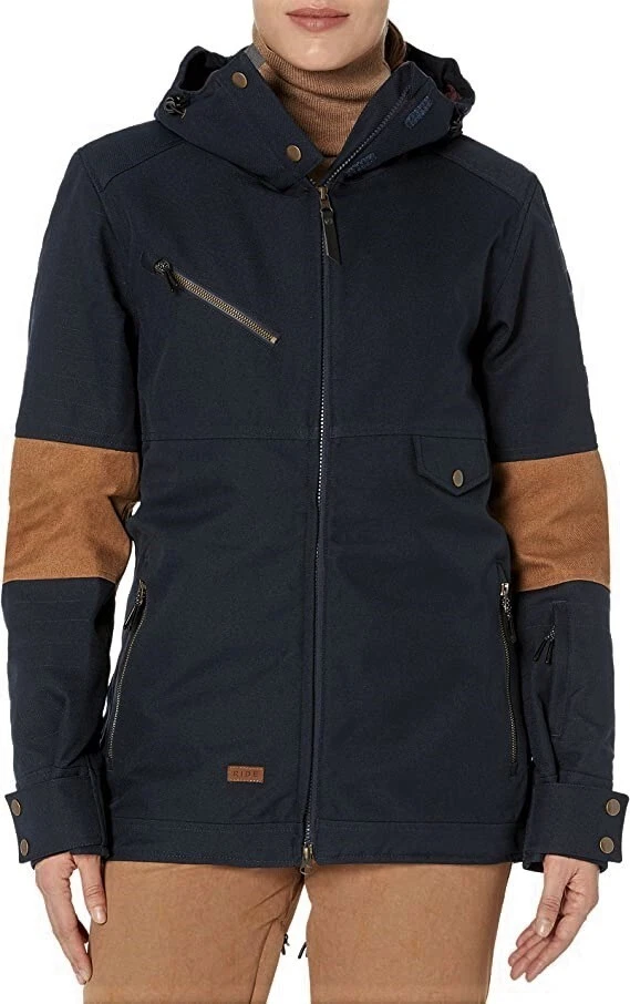 RIDE Snowboard Women's CHERRY Snow Jacket - Navy Twill / Tobacco - Medium - NWT