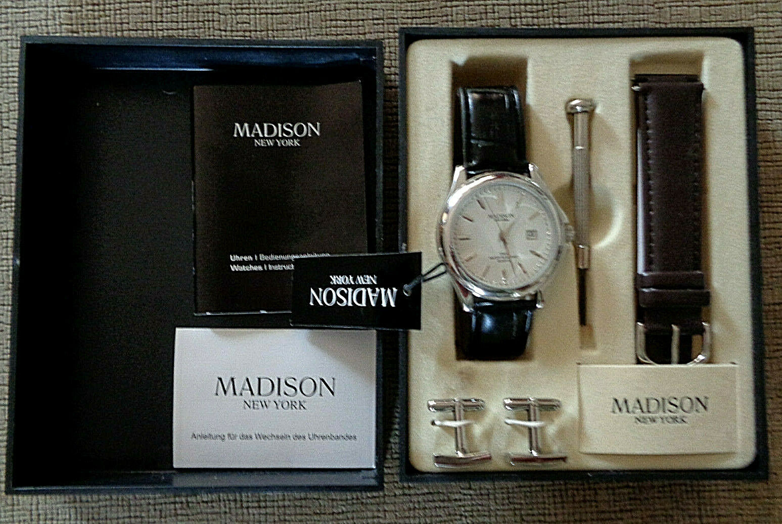 Madison New York, Wristwatch, removable strap, Cufflinks