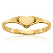 14K Solid Yellow Gold Heart Ring