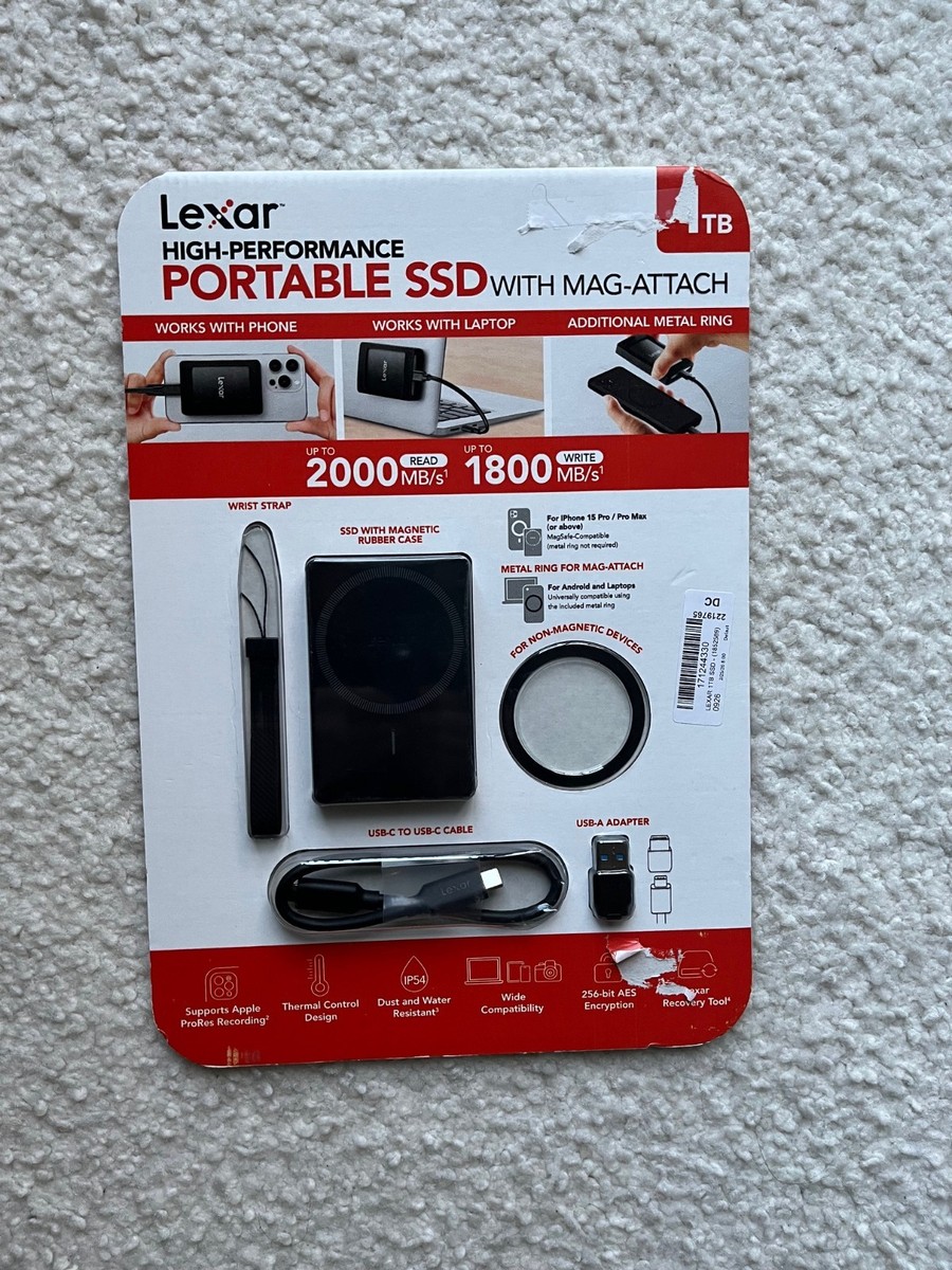 Lexar 1TB Portable SSD with Mag Attach compatible with Type A and