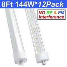 8FT LED Tube Light 144W 8 Foot LED Shop Light T8 T12 Single Pin FA8 V-Shape Lamp