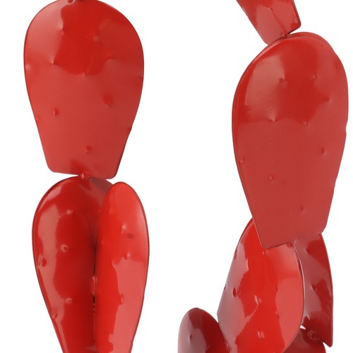 (Red)Metal Prickly Pear Cactus With Flowers Iron Rustic Cactus Statue New - Picture 11 of 12