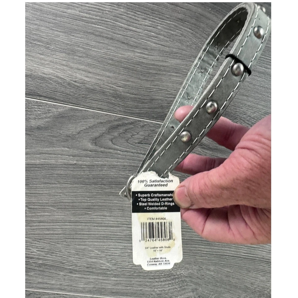Hunter Pet Medium NEW NWT Gray Pet Collar 3/4" Leather with Studs 14" - 18" - Image 2 of 4