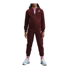 Nike Sportswear Club Fleece Big Kids' Full-Zip Hoodie Dark Team Red/White 