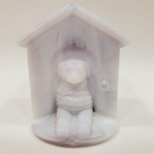 DOG HOUSE Westmoreland White Purple Slag TOOTHPICK MATCH HOLDER Glass Summit - Picture 1 of 15