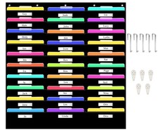 Hanging File Holder Organizer Rack, 30 Pocket File Folder Black, Wall Mount, ...