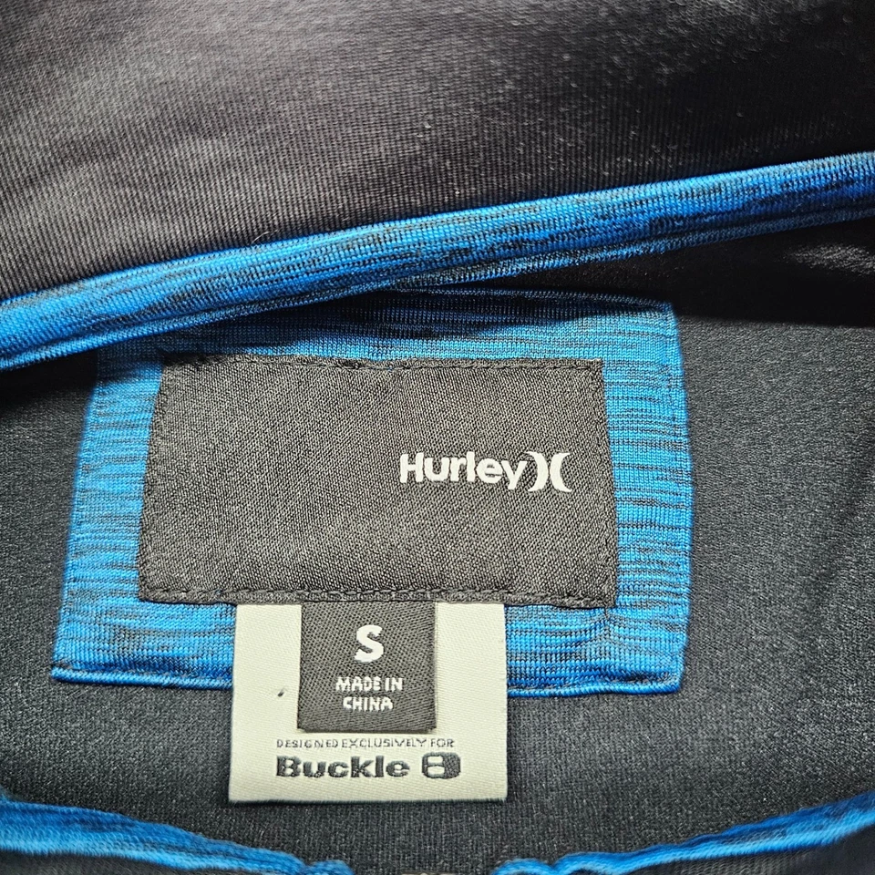 Camisa Pullover Hurley Para Hombre Azul Negra Atlética 1/4 Cremallera Manga Larga Talla S Nueva Sin Etiquetas Foto 3 de 4
