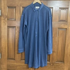 NWT The Normal Brand Women’s Size XL Long Sleeve Thermal Blue Dress 100% Cotton 