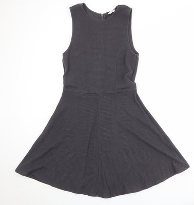 Jack Wills Damen grau Baumwolle Skaterkleid Größe 12 Rundhals Reißverschluss
