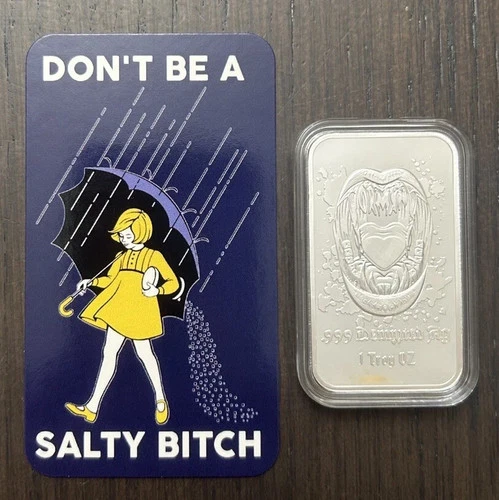 Morton's Salt DON’T BE A SALTY B!TCH Tormint 1 Oz .999 Silver Proof Art Bar COA
