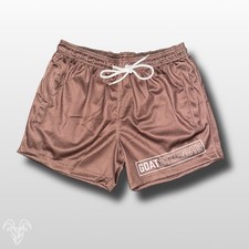 Goat Strength Brown Mesh Athletic Shorts   5  Inseam with Zipper Pockets