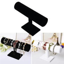 T-Bar Leather Watch Display Holder Bracelet Jewelry Show Stand Bangle Rack Black