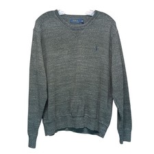 Polo Ralph Lauren Mens M Crew Neck Sweater Olive Green Heather Cotton Knit Pony