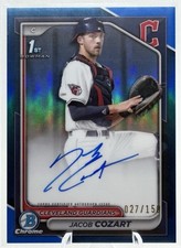 JACOB COZART 24 BOWMAN CHROME DRAFT BLUE REFRACTOR AUTO RC /150 GUARDIANS SPRC